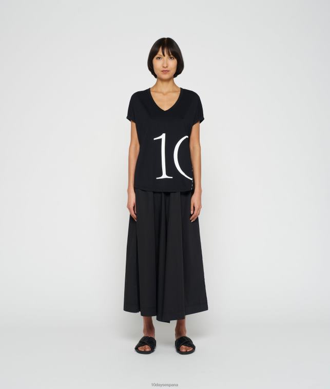 10Days camiseta de manga corta mujer negro ropa Z882H260